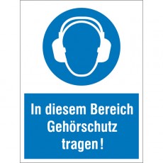 Kombischild In diesem Bereich Gehörschutz tragen | Gebots-Kombischild